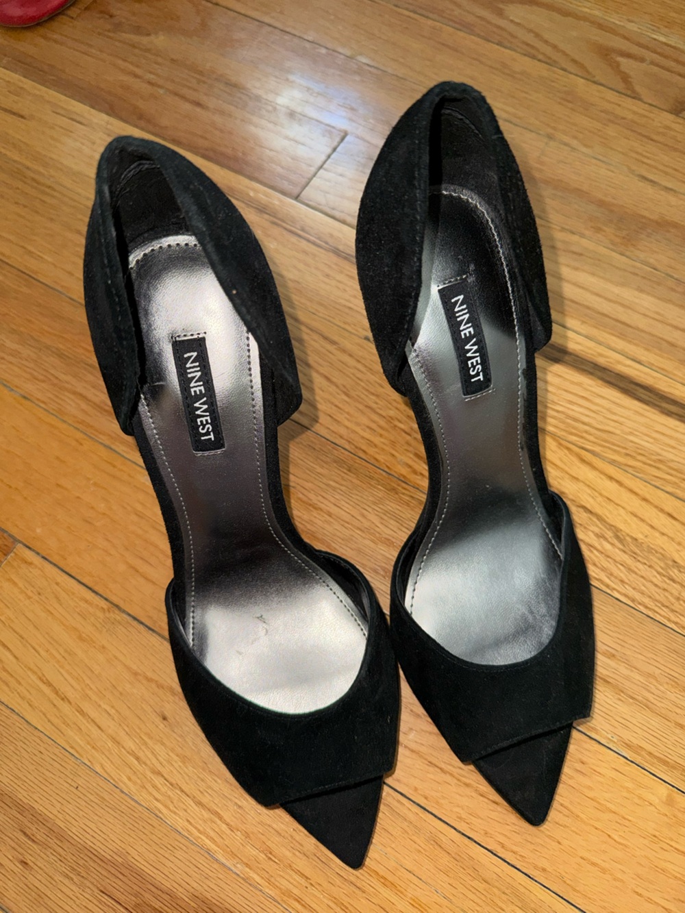 Nine West Black Suede D'Orsay Flats - Classic Women's Slip-On